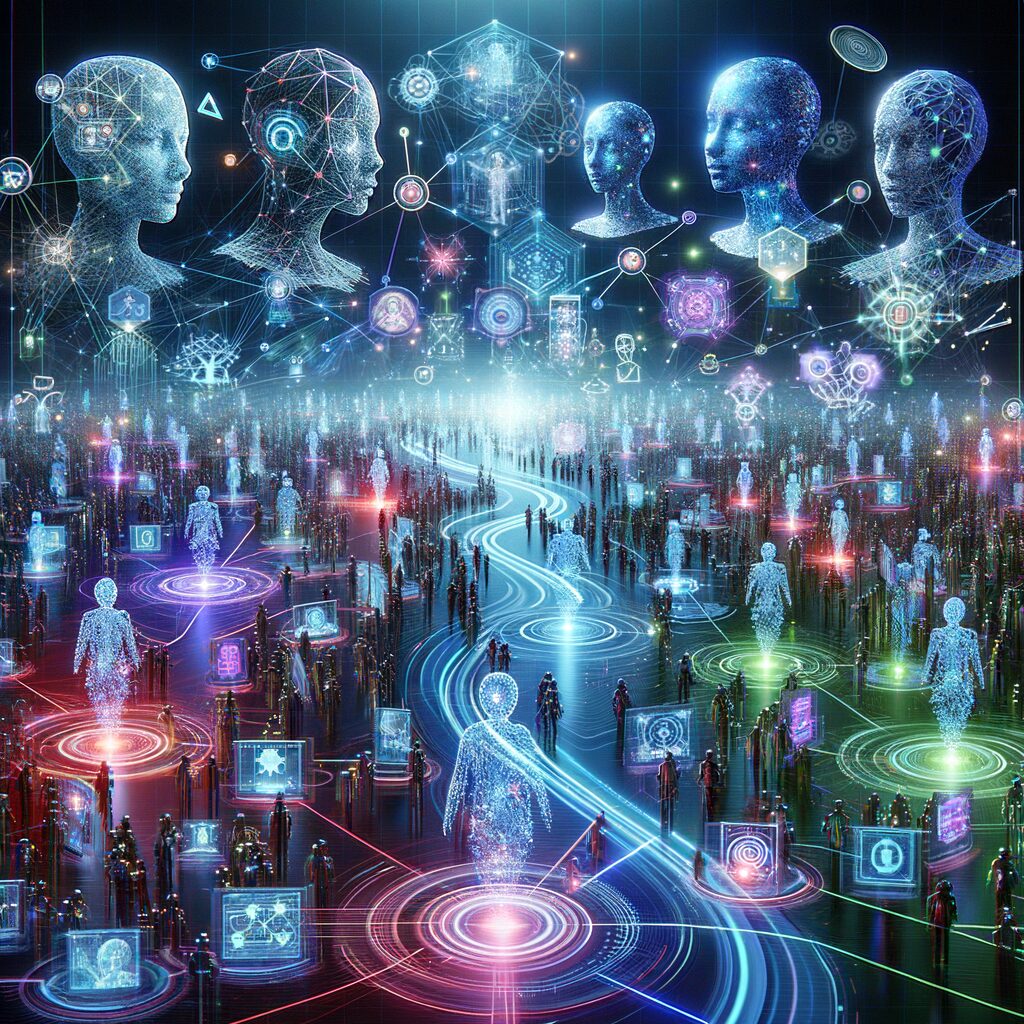 Futuristic AI agents orchestrating interconnected digital ecosystems.