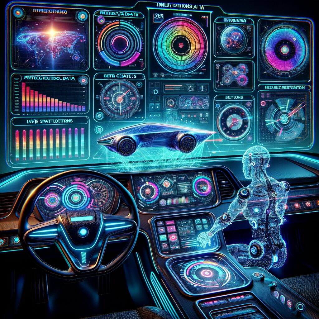 Futuristic dashboard displaying AI-driven data insights.