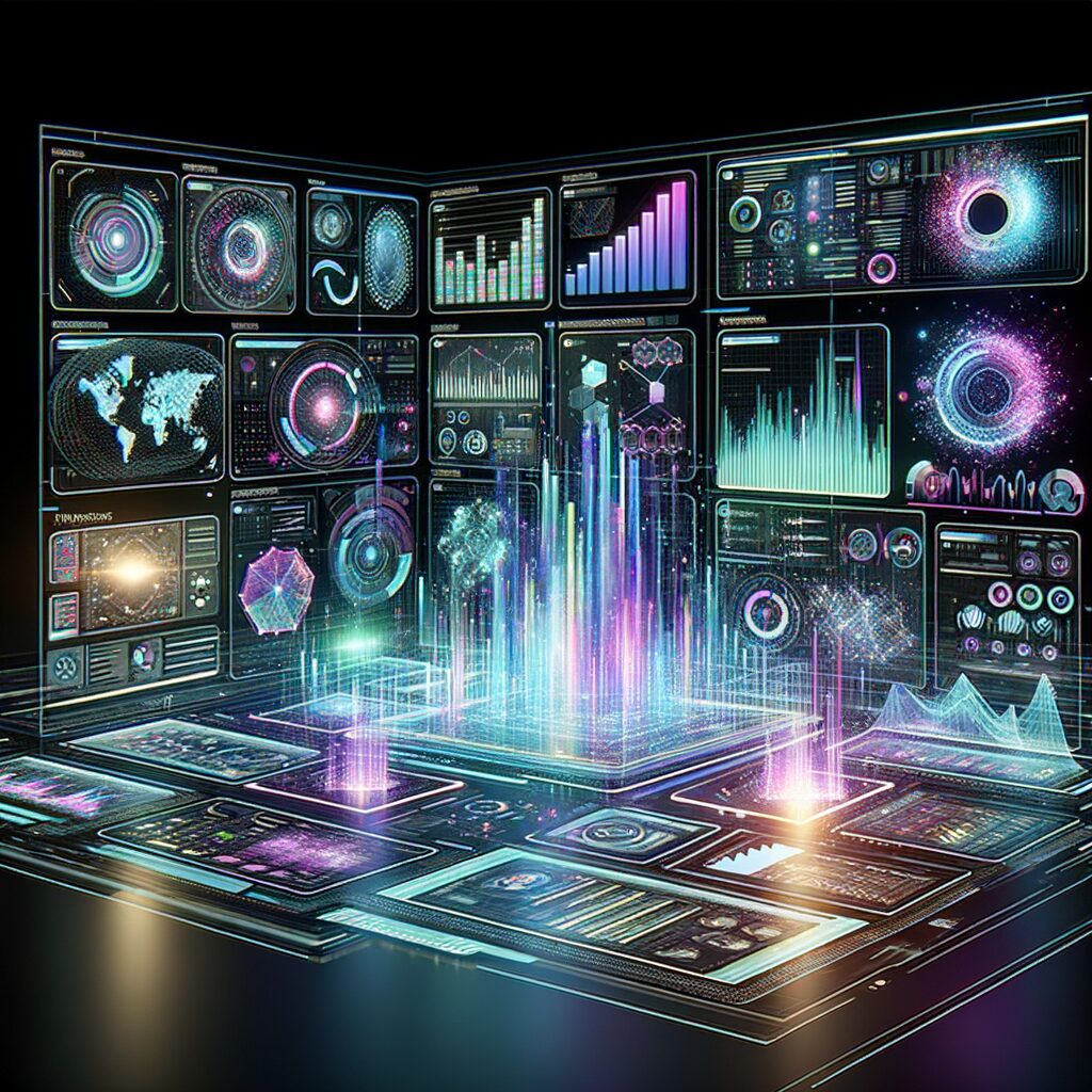 Futuristic dashboard displaying dynamic data insights.