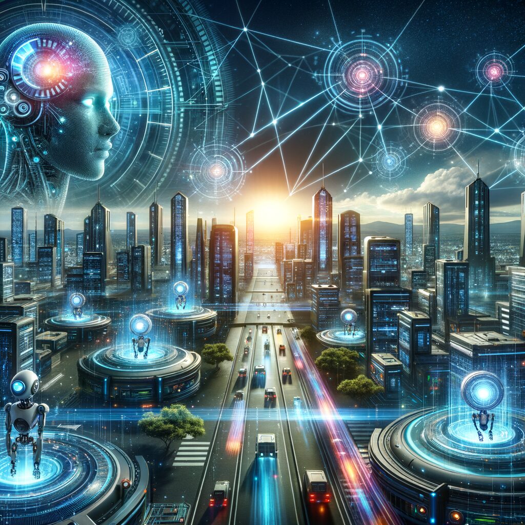Futuristic digital network powering intelligent agents.