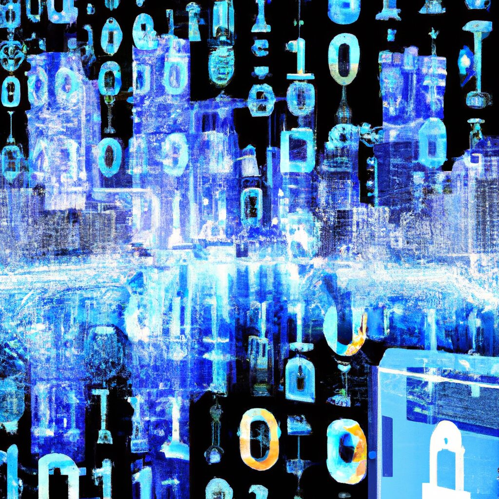 An image of a futuristic cityscape with interconnected devices and data streams representing the integrated physical and digital worlds of Web4.