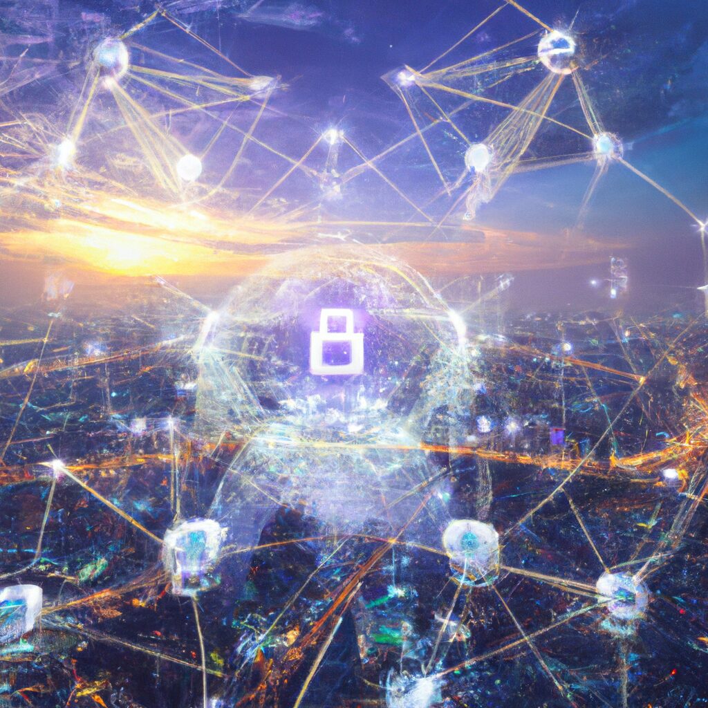 An image of a futuristic cityscape with interconnected digital platforms and technologies, illustrating the complex and dynamic nature of the digital ecosystem.