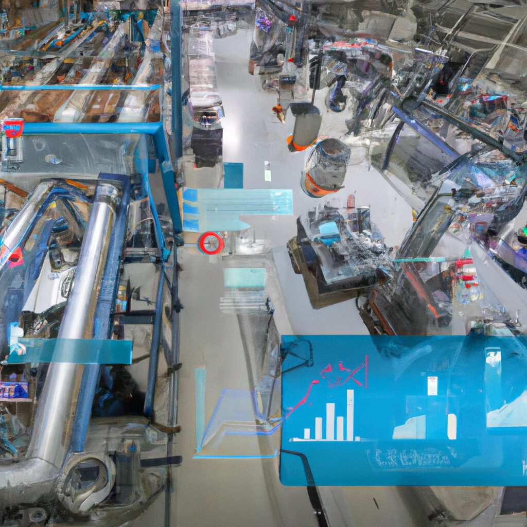 An image of interconnected devices and machines communicating and making autonomous decisions in a smart factory.