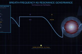 Breath waveform synced to pulsing coherence orb, cypherpunk-goth style