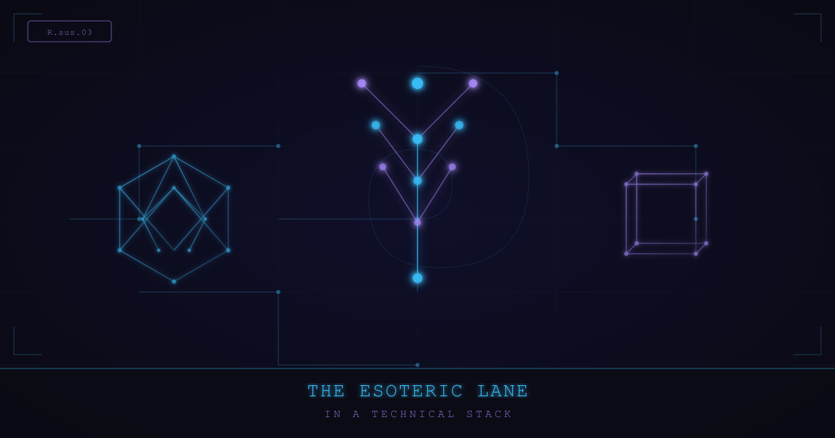 Sacred geometry and the esoteric lane in a technical stack, cypherpunk goth style