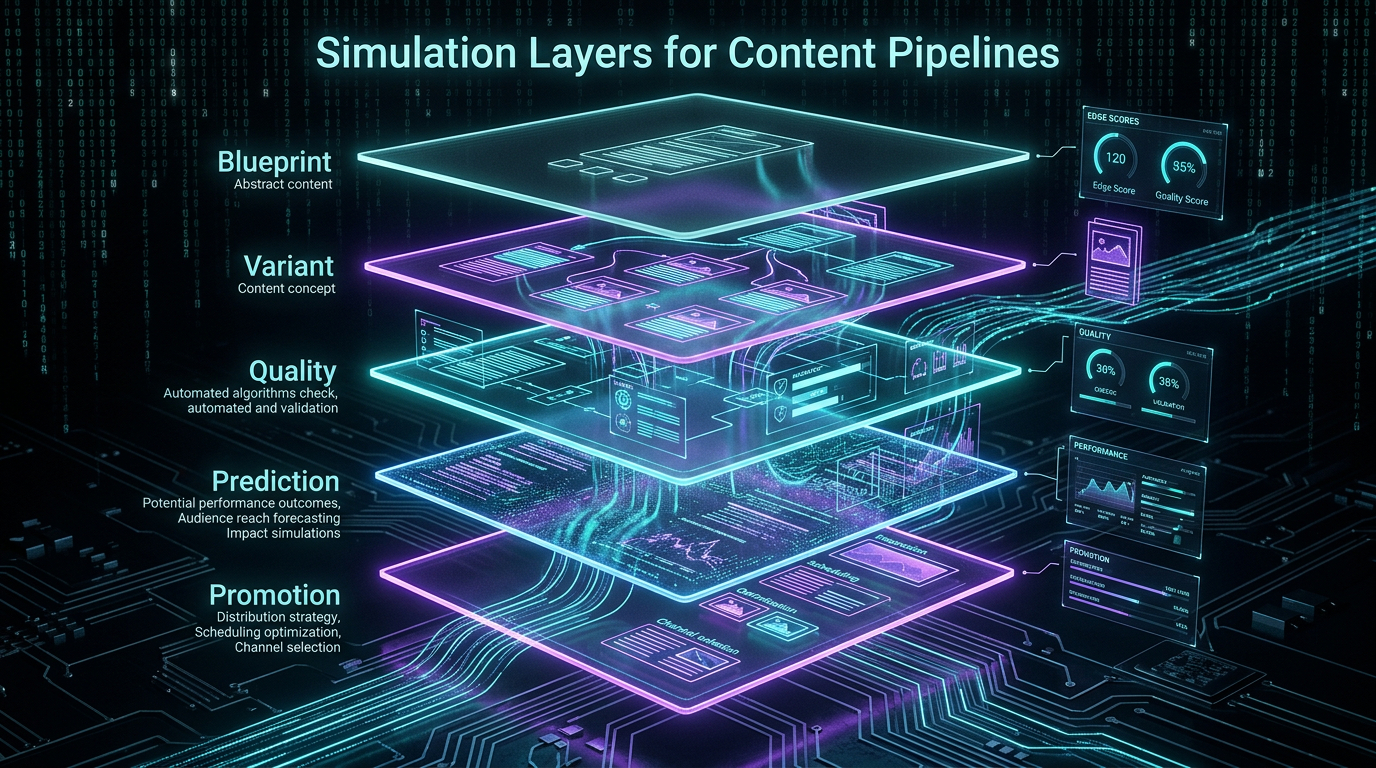 Simulation layers for content pipelines - cypherpunk goth styled hero image