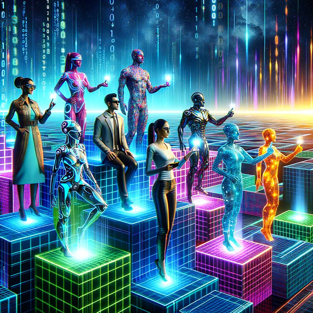 AI agents navigating a digital landscape.