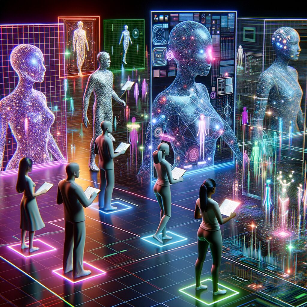 AI agents navigating a digital landscape.