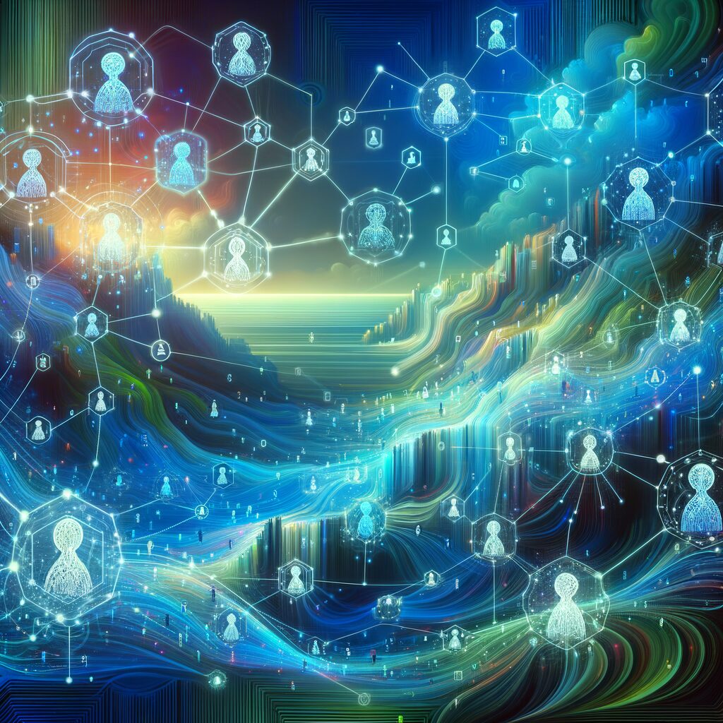 Digital landscape with interconnected autonomous identities.