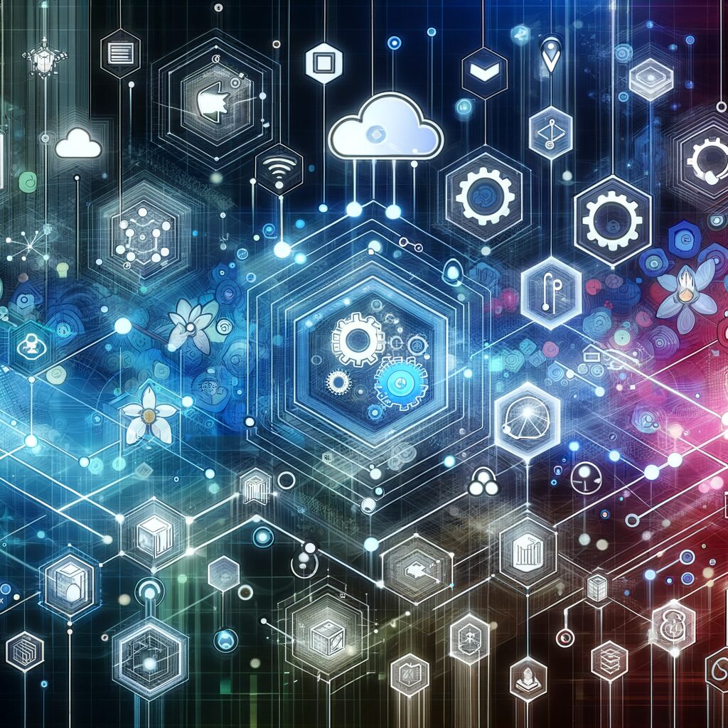 Dynamic digital ecosystem showcasing microservices architecture.