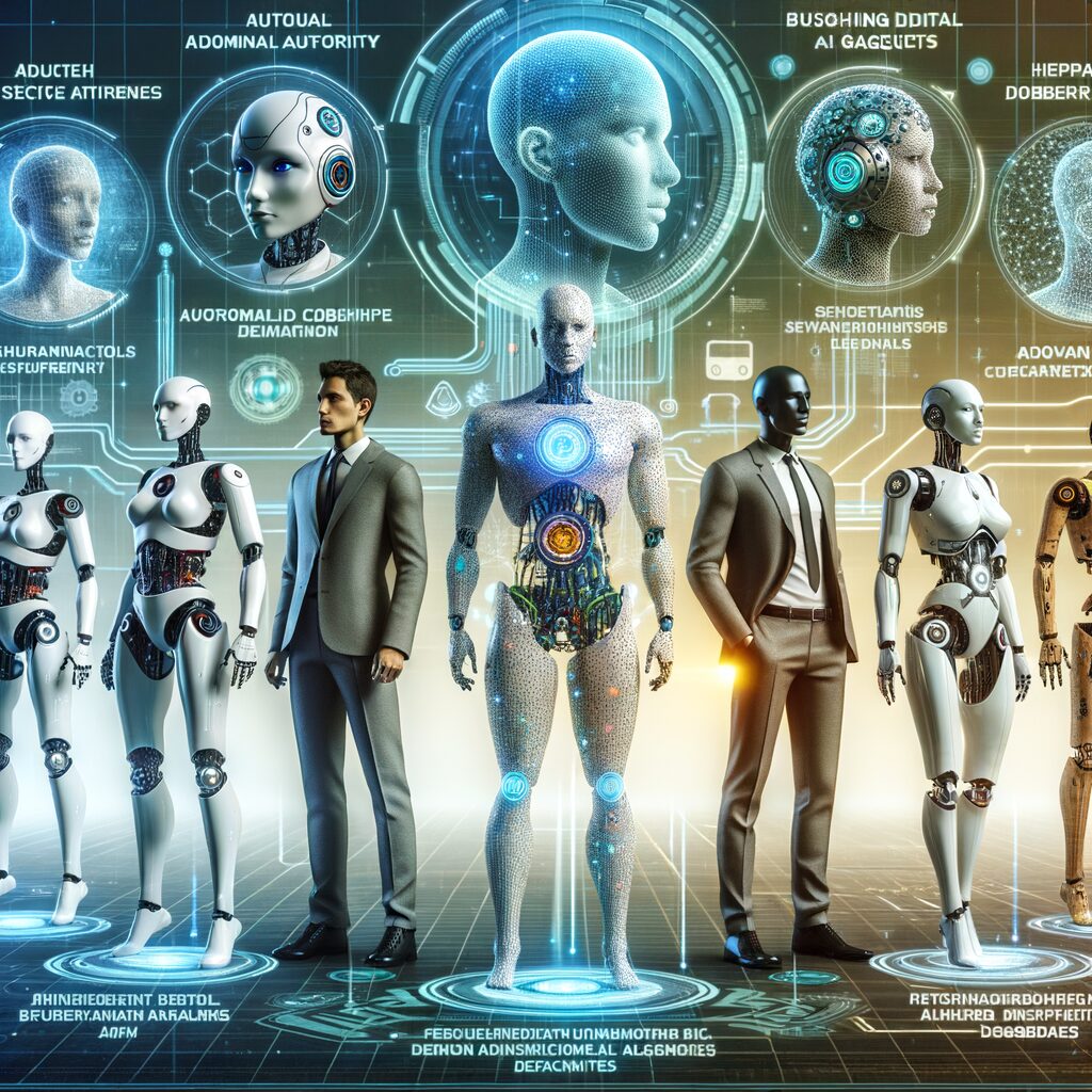 Futuristic AI agents enhancing digital authority.