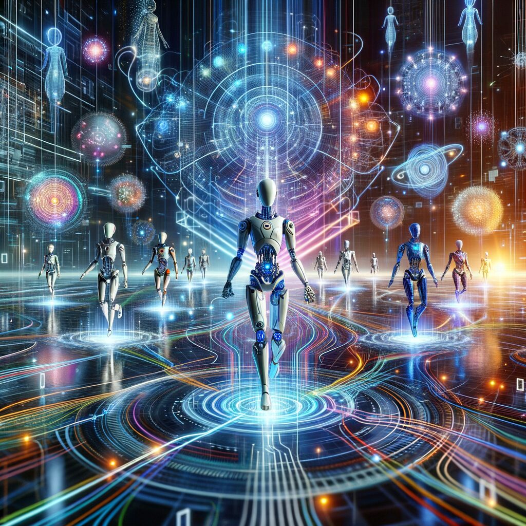 Futuristic AI agents powering digital ecosystem.