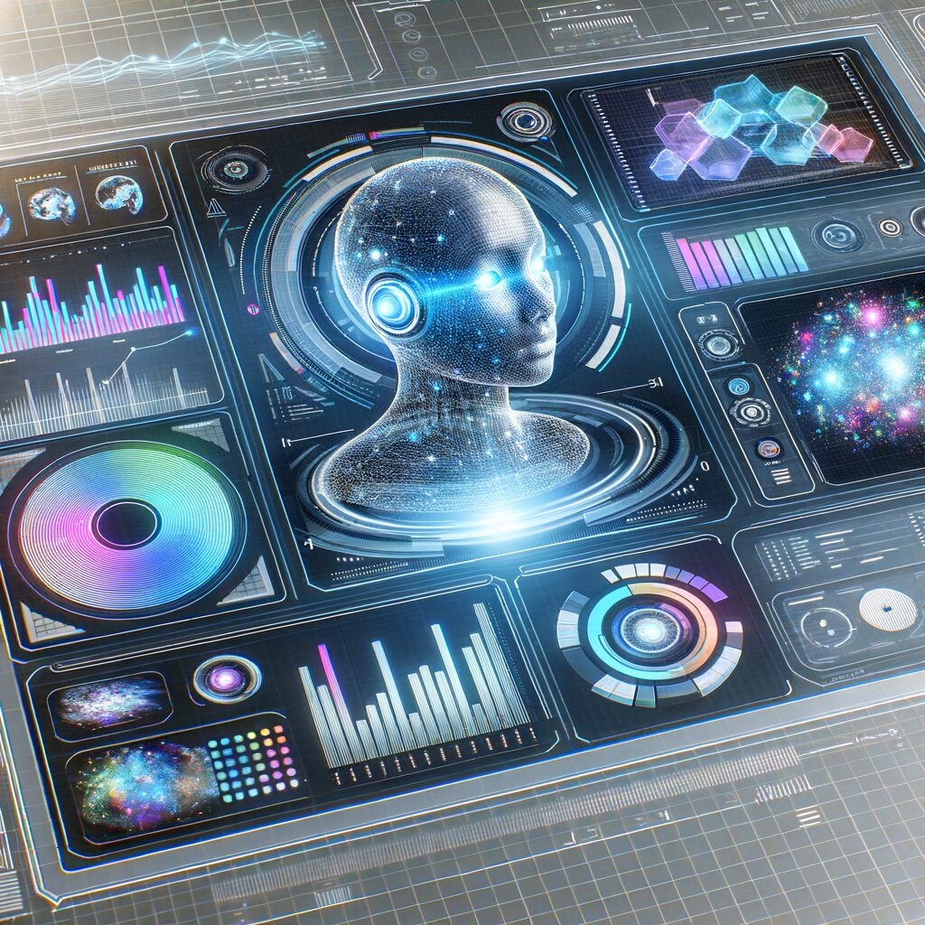 Futuristic dashboard integrating AI and data.