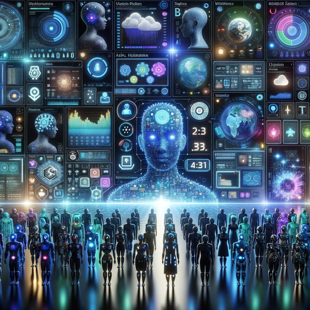 Futuristic digital dashboard with AI agents.