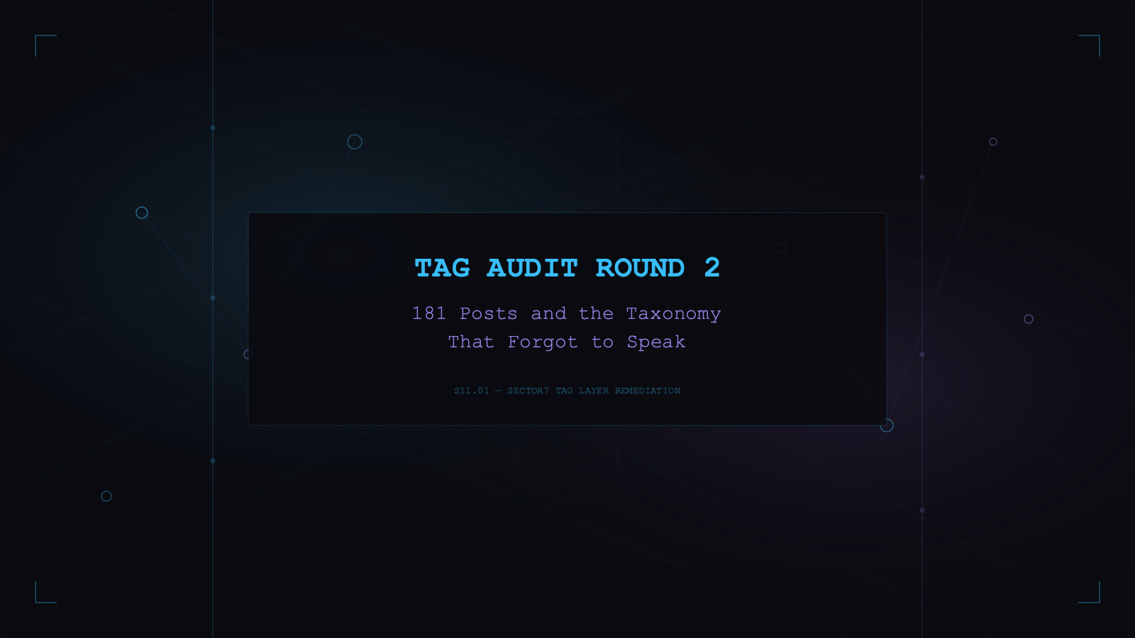 Cypherpunk goth visualization of taxonomy remediation - tag audit round 2