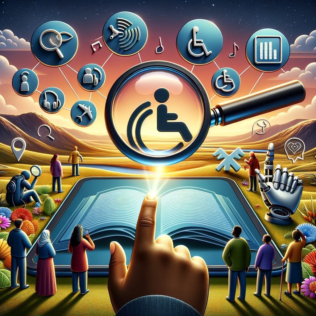 Inclusive digital landscape with diverse accessibility.