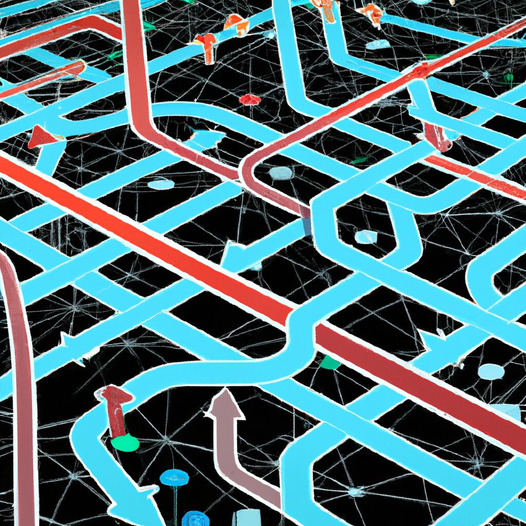 An image depicting a network of interconnected devices and data streams, symbolizing the integration of digital ecosystems and AI in business management.
