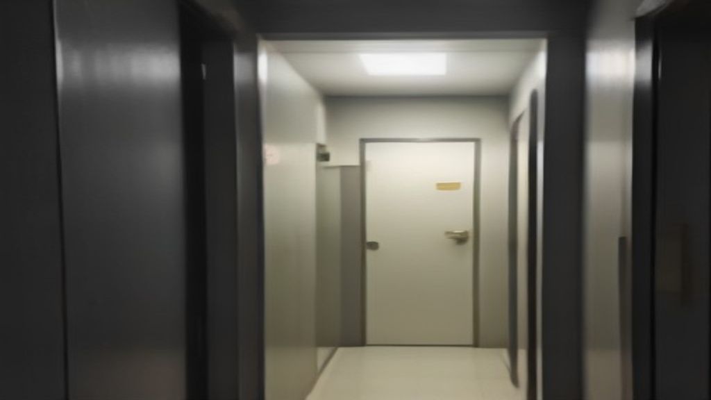 Privacy zone door with compliance plaque — sensor-monitored, not camera-covered