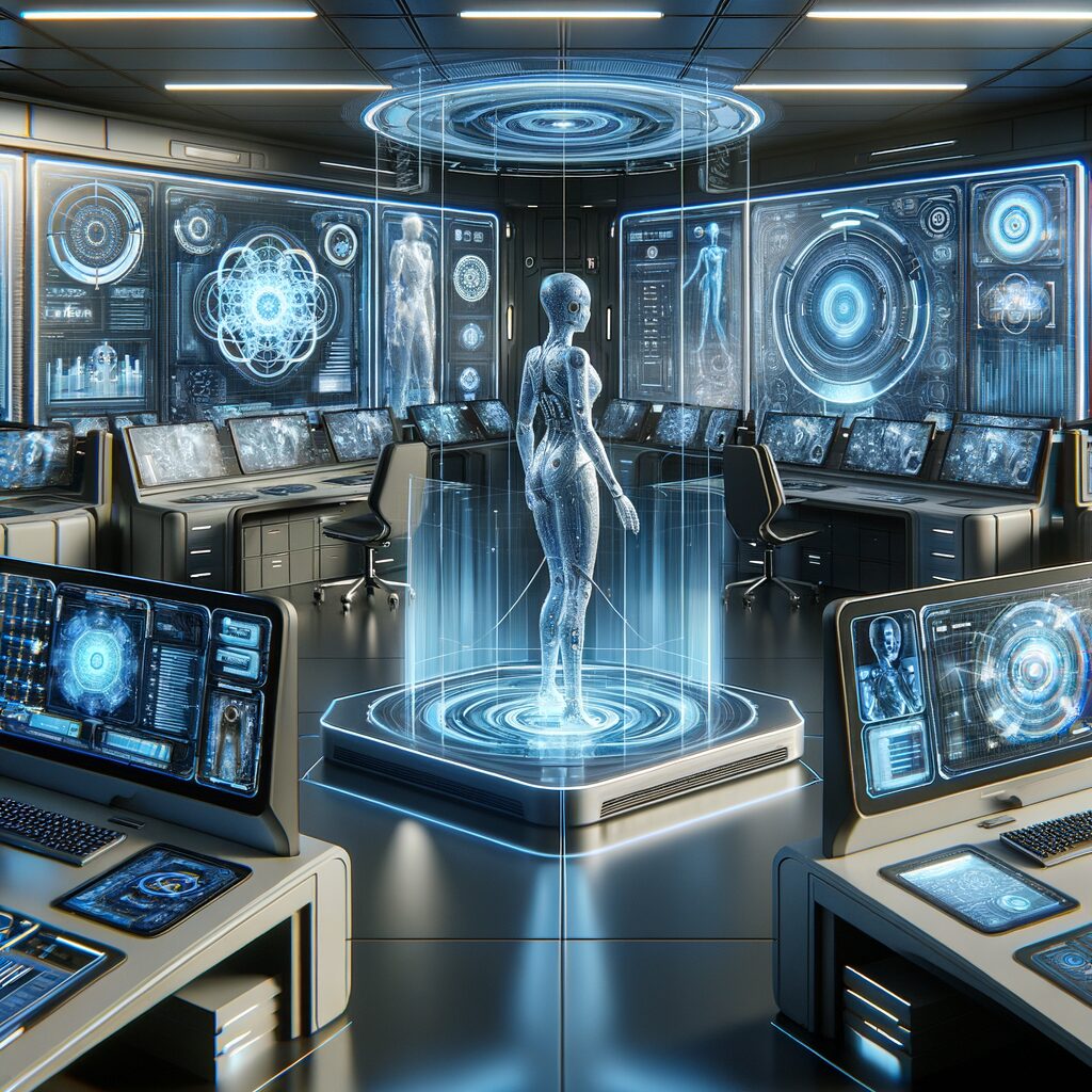 Sleek digital workspace with AI interaction.