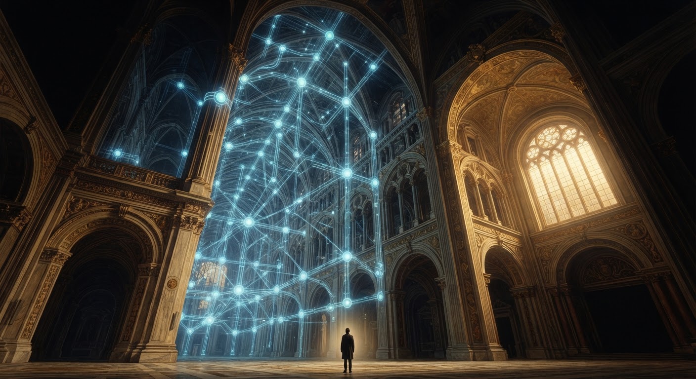 Roman daVinci style - classical technical illustration of enterprise mesh